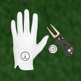 Exclusive Deals Pearl White Premium Cabretta Leather Golf Gloves (OTG Golf Flick Divot Tool)
