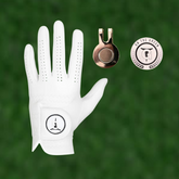 Exclusive Deals Pearl White Premium Cabretta Leather Golf Gloves (OTG Golf Hat Clip & Ball Marker)