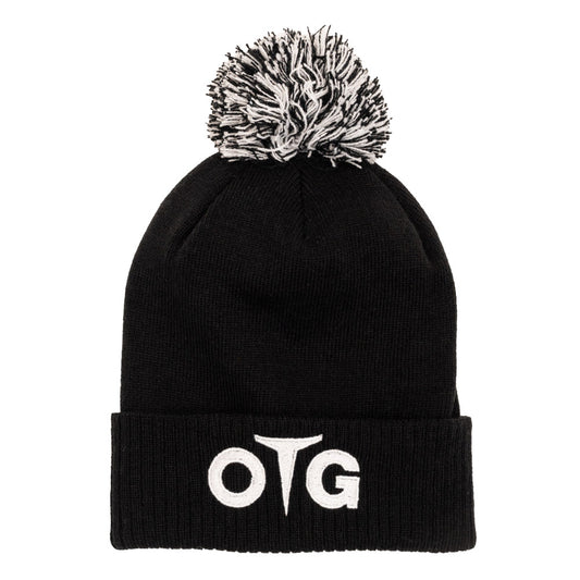 Black OTG Bobble Beanie with White Bobble (FREE DELIVERY)