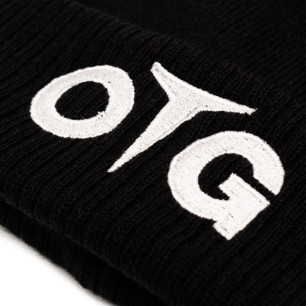 Black OTG Bobble Beanie with White Bobble (FREE DELIVERY)